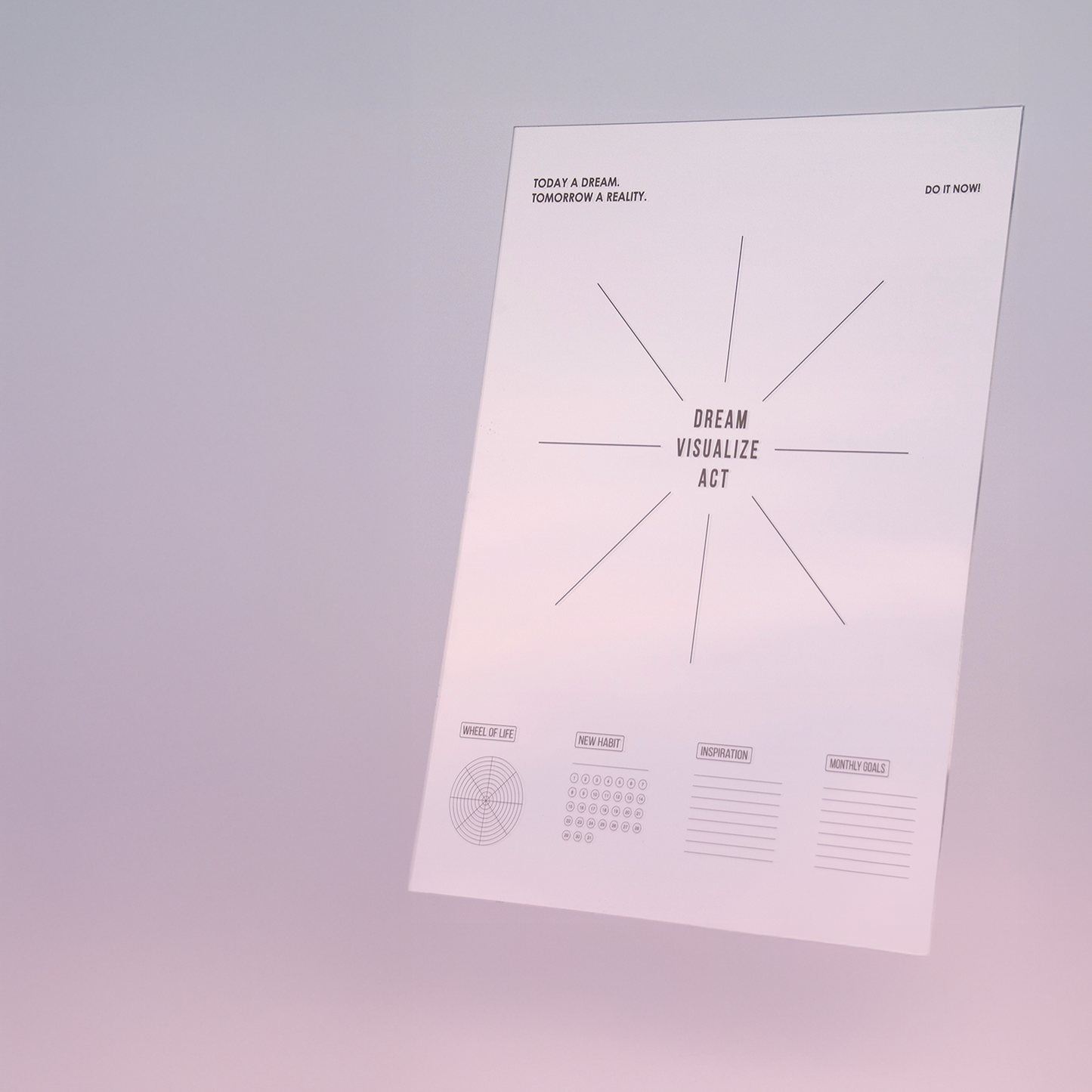 Inspobox™ VISION BOARD på Akrylglass | svart 500x370 mm (uten klistremerker)